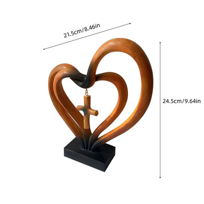 Marriage Takes Three - Entwined Heart & Cross Tabletop Accent