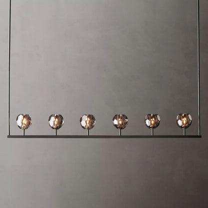 Linear Crystal Chandelier Brass & Glass LED Dining Room Statement Lighting Fixture Contemporary for Kitchen Island