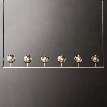 Linear Crystal Chandelier Brass & Glass LED Dining Room Statement Lighting Fixture Contemporary for Kitchen Island