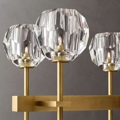 Linear Crystal Chandelier Brass & Glass LED Dining Room Statement Lighting Fixture Contemporary for Kitchen Island