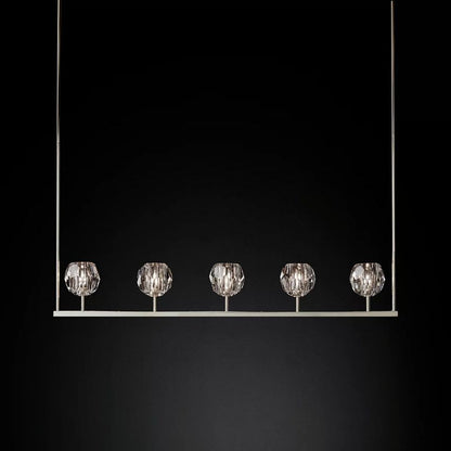 Linear Crystal Chandelier Brass & Glass LED Dining Room Statement Lighting Fixture Contemporary for Kitchen Island