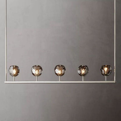 Linear Crystal Chandelier Brass & Glass LED Dining Room Statement Lighting Fixture Contemporary for Kitchen Island