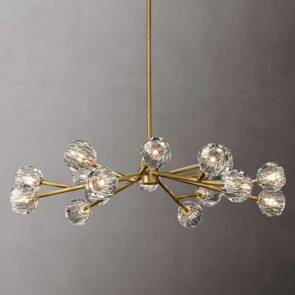 Spherical Crystal Chandelier with Brass Frame 24-72 Inch Modern Orb Light Fixture for Dining Room & Foyer