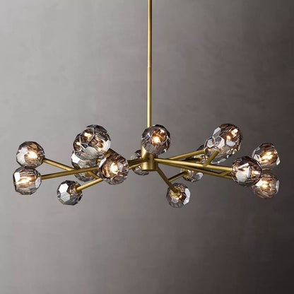 Spherical Crystal Chandelier with Brass Frame 24-72 Inch Modern Orb Light Fixture for Dining Room & Foyer