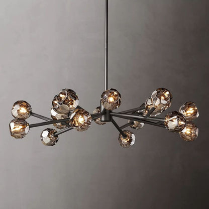 Spherical Crystal Chandelier with Brass Frame 24-72 Inch Modern Orb Light Fixture for Dining Room & Foyer