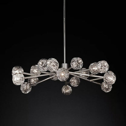 Spherical Crystal Chandelier with Brass Frame 24-72 Inch Modern Orb Light Fixture for Dining Room & Foyer