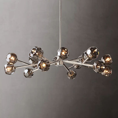 Spherical Crystal Chandelier with Brass Frame 24-72 Inch Modern Orb Light Fixture for Dining Room & Foyer