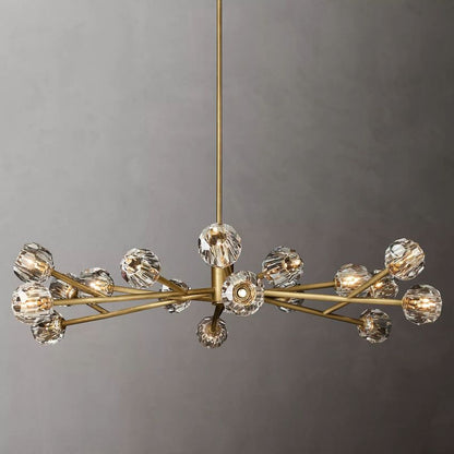 Spherical Crystal Chandelier with Brass Frame 24-72 Inch Modern Orb Light Fixture for Dining Room & Foyer