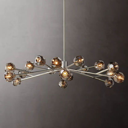 Spherical Crystal Chandelier with Brass Frame 24-72 Inch Modern Orb Light Fixture for Dining Room & Foyer