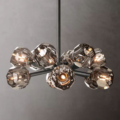 Spherical Crystal Chandelier with Brass Frame 24-72 Inch Modern Orb Light Fixture for Dining Room & Foyer