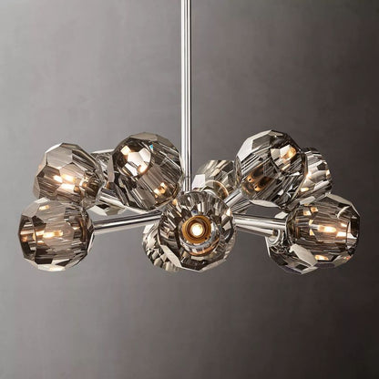 Spherical Crystal Chandelier with Brass Frame 24-72 Inch Modern Orb Light Fixture for Dining Room & Foyer