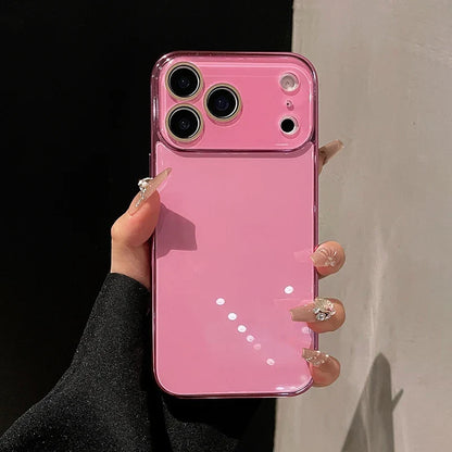 Tempered Glass iPhone Case with Camera Lens Shield & Plated Edges – Shockproof Protection for iPhone 11-17 Pro Max