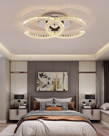 Flush Mount LED Ceiling Light 11 Inch Chrome Crystal Fixture Warm White for Bedroom Bathroom Living Room Hallway Entryway Small Space Modern