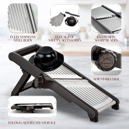 Culinary Master | Vegetable Slicer with Stainless Steel Blade & Safety Gloves | Precise Cutting Tool for Effortless Meal Prep