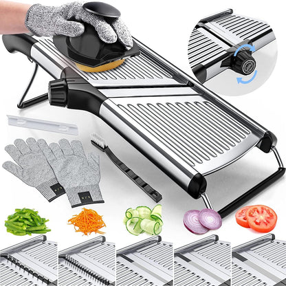 Culinary Master | Vegetable Slicer with Stainless Steel Blade & Safety Gloves | Precise Cutting Tool for Effortless Meal Prep