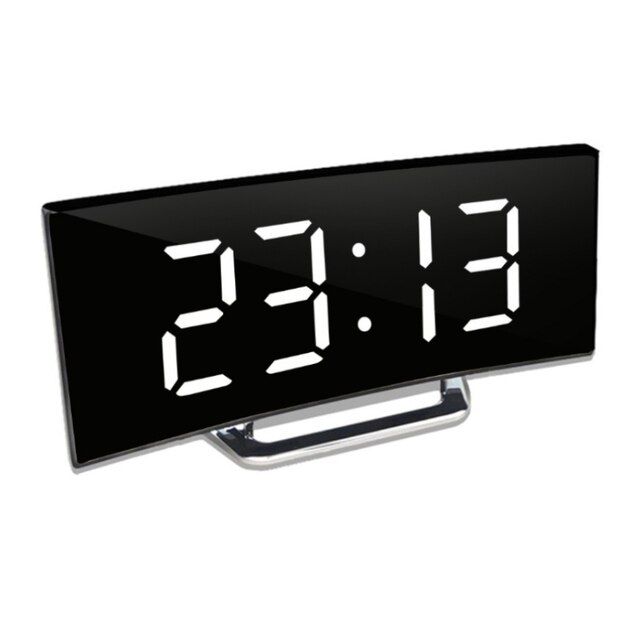 USB-Powered LED Alarm Clock with Curved Screen 6.7 × 2.8 × 1.2 Inches Battery Backup Nightstand Clock Large Display for Bedroom Office Deskt