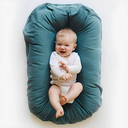 Portable Infant Lounger Cushioned Nest Bed for Newborns with Removable Washable Cover for Travel Nursery Tummy Time Supervised Rest