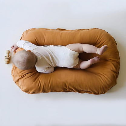 Portable Infant Lounger Cushioned Nest Bed for Newborns with Removable Washable Cover for Travel Nursery Tummy Time Supervised Rest