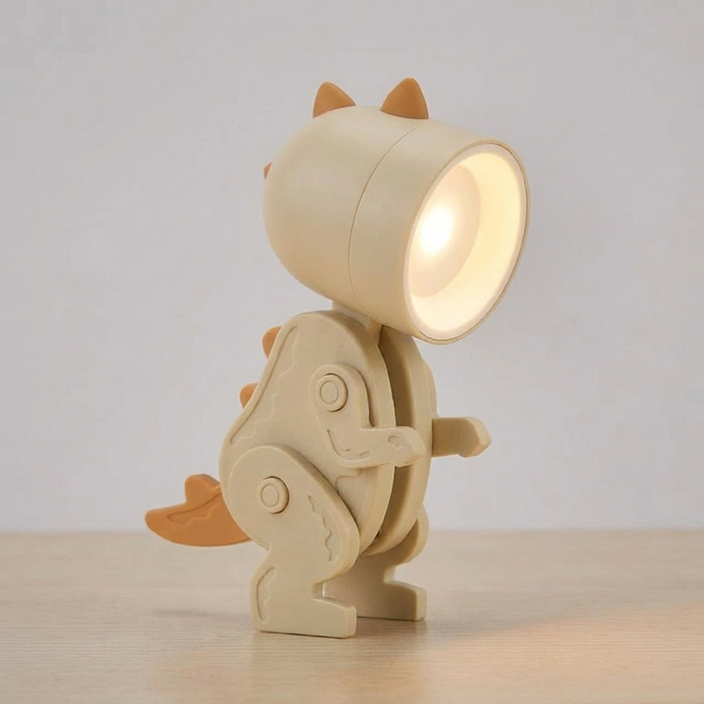 Rechargeable LED Clip-On Reading Light Foldable Dinosaur Design Portable Study Lamp for Desk Bedroom Travel Kids Students Compact Bedside Ni