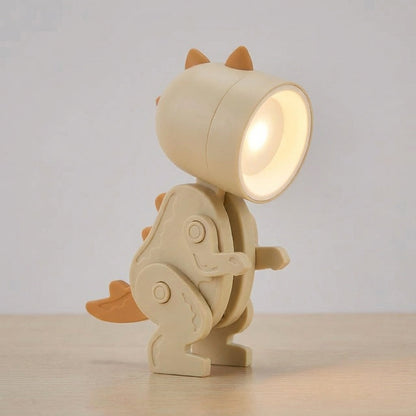 Rechargeable LED Clip-On Reading Light Foldable Dinosaur Design Portable Study Lamp for Desk Bedroom Travel Kids Students Compact Bedside Ni