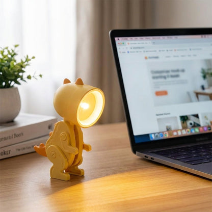 Rechargeable LED Clip-On Reading Light Foldable Dinosaur Design Portable Study Lamp for Desk Bedroom Travel Kids Students Compact Bedside Ni