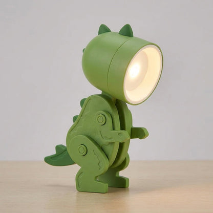 Rechargeable LED Clip-On Reading Light Foldable Dinosaur Design Portable Study Lamp for Desk Bedroom Travel Kids Students Compact Bedside Ni