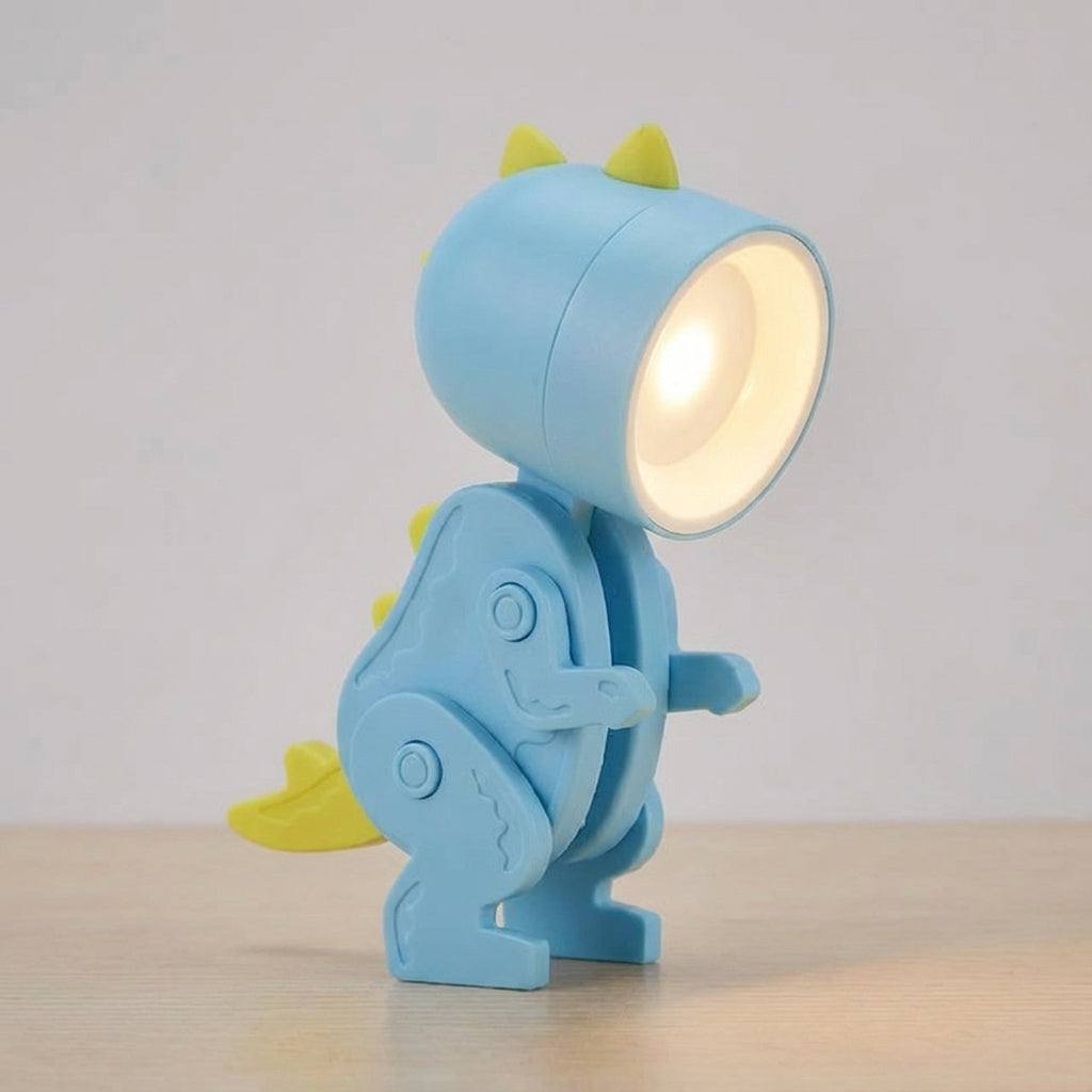Rechargeable LED Clip-On Reading Light Foldable Dinosaur Design Portable Study Lamp for Desk Bedroom Travel Kids Students Compact Bedside Ni