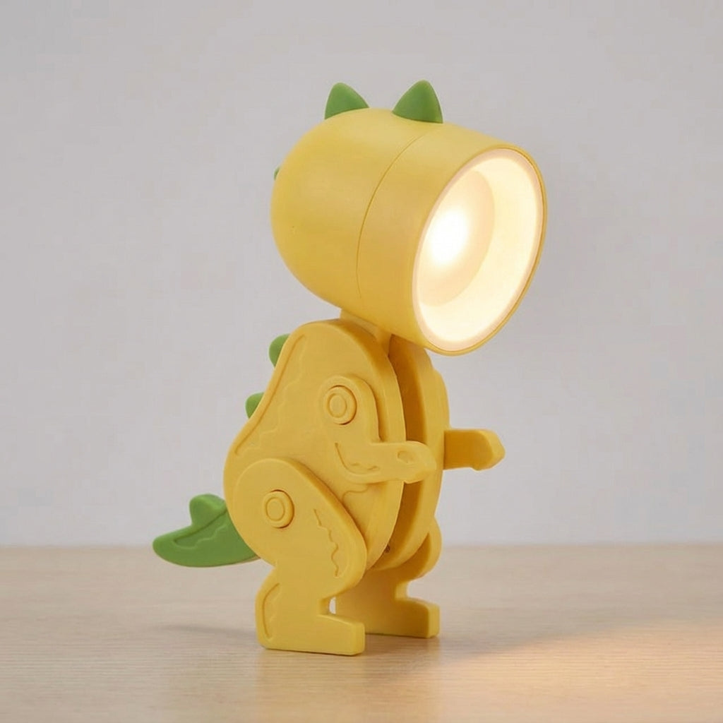 Rechargeable LED Clip-On Reading Light Foldable Dinosaur Design Portable Study Lamp for Desk Bedroom Travel Kids Students Compact Bedside Ni