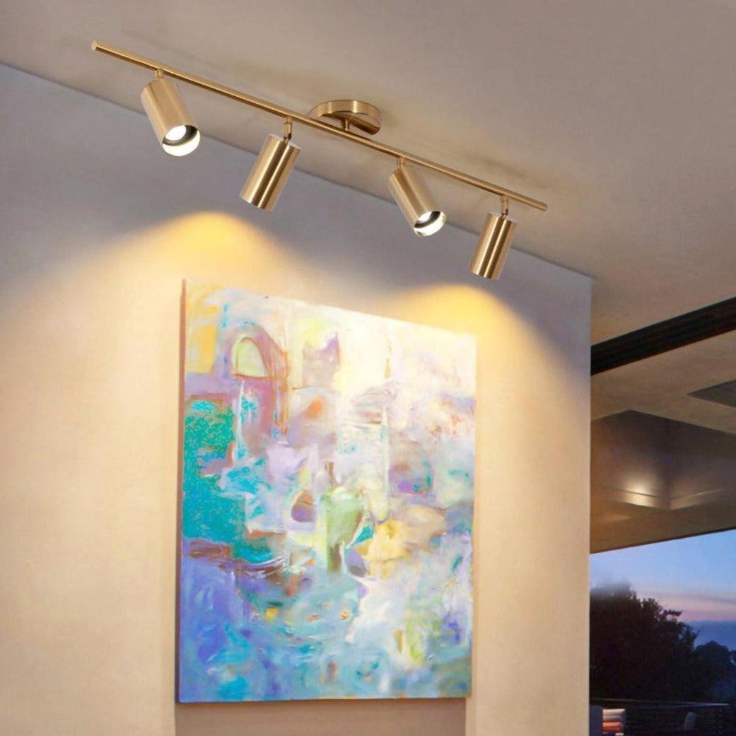 Pivoting Metal Track Spotlight Fixture 350° Swivel Wall & Ceiling Mount LED Accent Light for Living Room Bedroom Kitchen Gallery Art Display