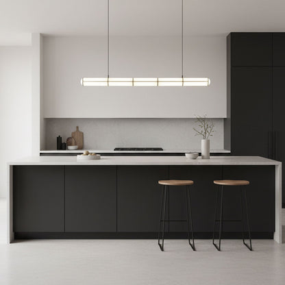 Linear Adjustable LED Overhead Fixture 59-Inch Metal Acrylic Three Color Temperatures for Dining Room Kitchen Living Space Modern Interior L