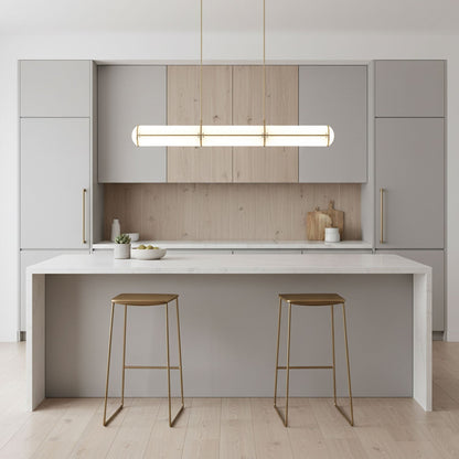 Linear Adjustable LED Overhead Fixture 59-Inch Metal Acrylic Three Color Temperatures for Dining Room Kitchen Living Space Modern Interior L