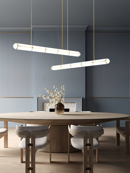 Linear Adjustable LED Overhead Fixture 59-Inch Metal Acrylic Three Color Temperatures for Dining Room Kitchen Living Space Modern Interior L