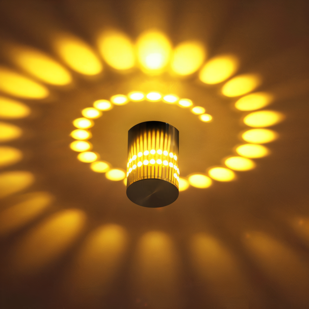 Cylindrical LED Wall Light with Spiral Color Projection – Modern Decorative Lighting