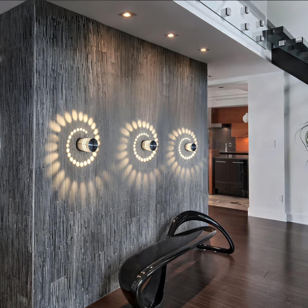Cylindrical LED Wall Light with Spiral Color Projection – Modern Decorative Lighting