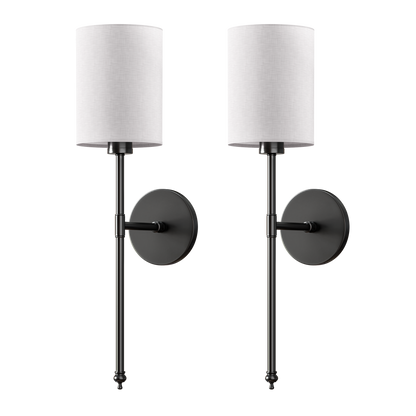 Rechargeable Sconce Set with Fabric Shade 20 in Height Wireless Installation RGB Dimmable Bedside Lights for Home Brushed Metal Finish Set o