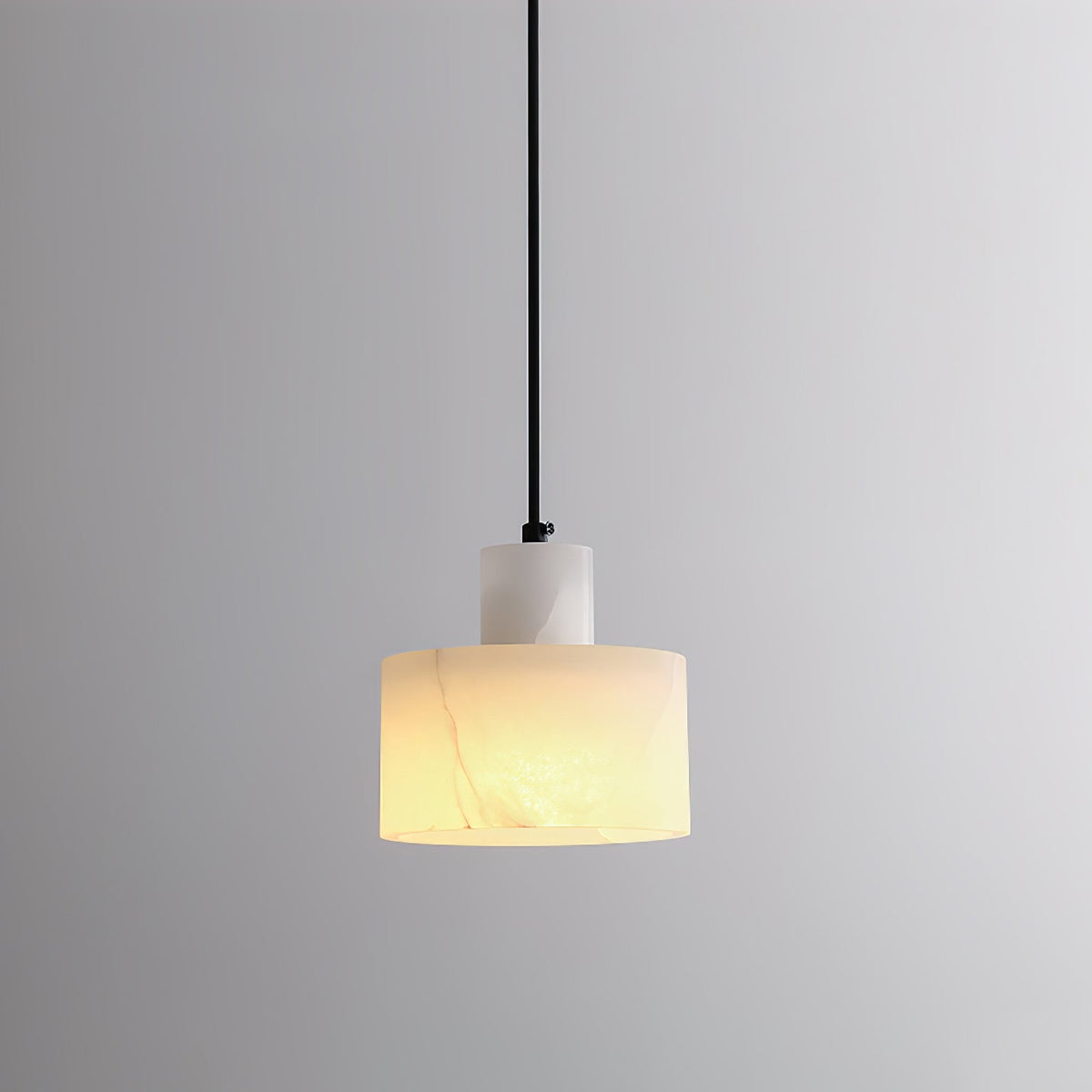 Stone Cylinder Hanging Lamp White Adjustable Drop Ceiling Fixture for Kitchen Island Dining Room Bedroom Hallway Natural Alabaster E27 Socke