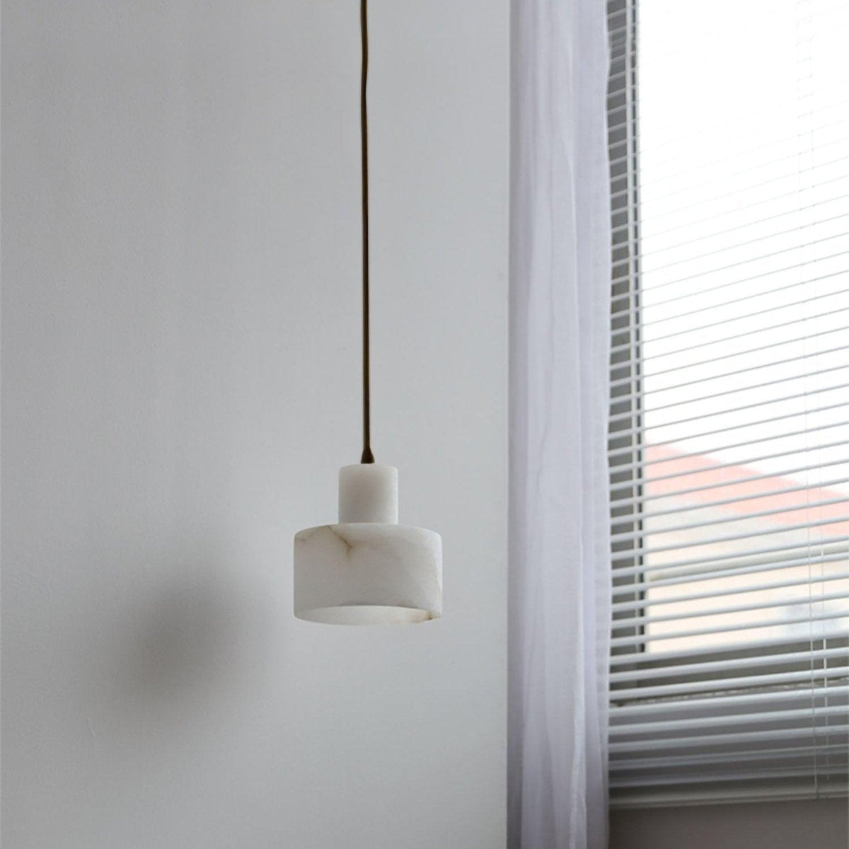 Stone Cylinder Hanging Lamp White Adjustable Drop Ceiling Fixture for Kitchen Island Dining Room Bedroom Hallway Natural Alabaster E27 Socke