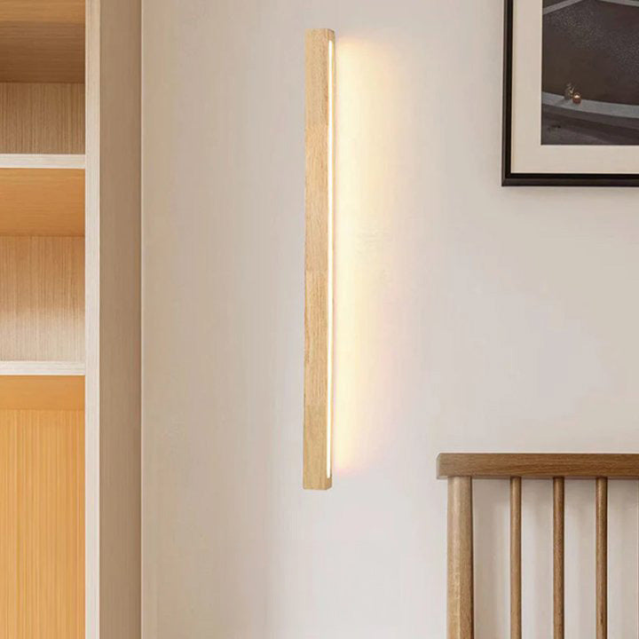 Applique murale LED linéaire en bois, lampe de miroir de courtoisie réglable à 3 températures de couleur pour salle de bain, chambre et couloir, style minimaliste nordique moderne