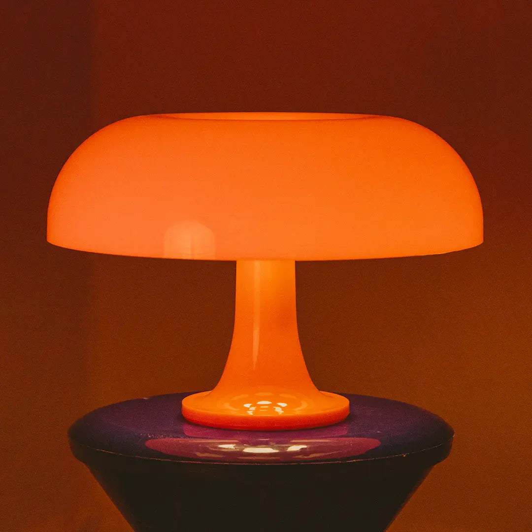 Sculptural Acrylic Nightstand Lamp Blood Orange 13 in Wide Ambient Bedside Light with Warm LED for Bedroom Office Living Room Decorative Acc