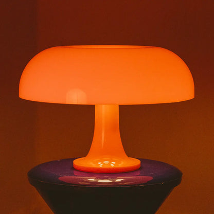 Sculptural Acrylic Nightstand Lamp Blood Orange 13 in Wide Ambient Bedside Light with Warm LED for Bedroom Office Living Room Decorative Acc