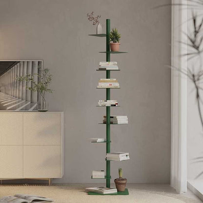 Mid-Century Bookshelf | 9-Tier Carbon Steel Display Rack for Stylish Storage