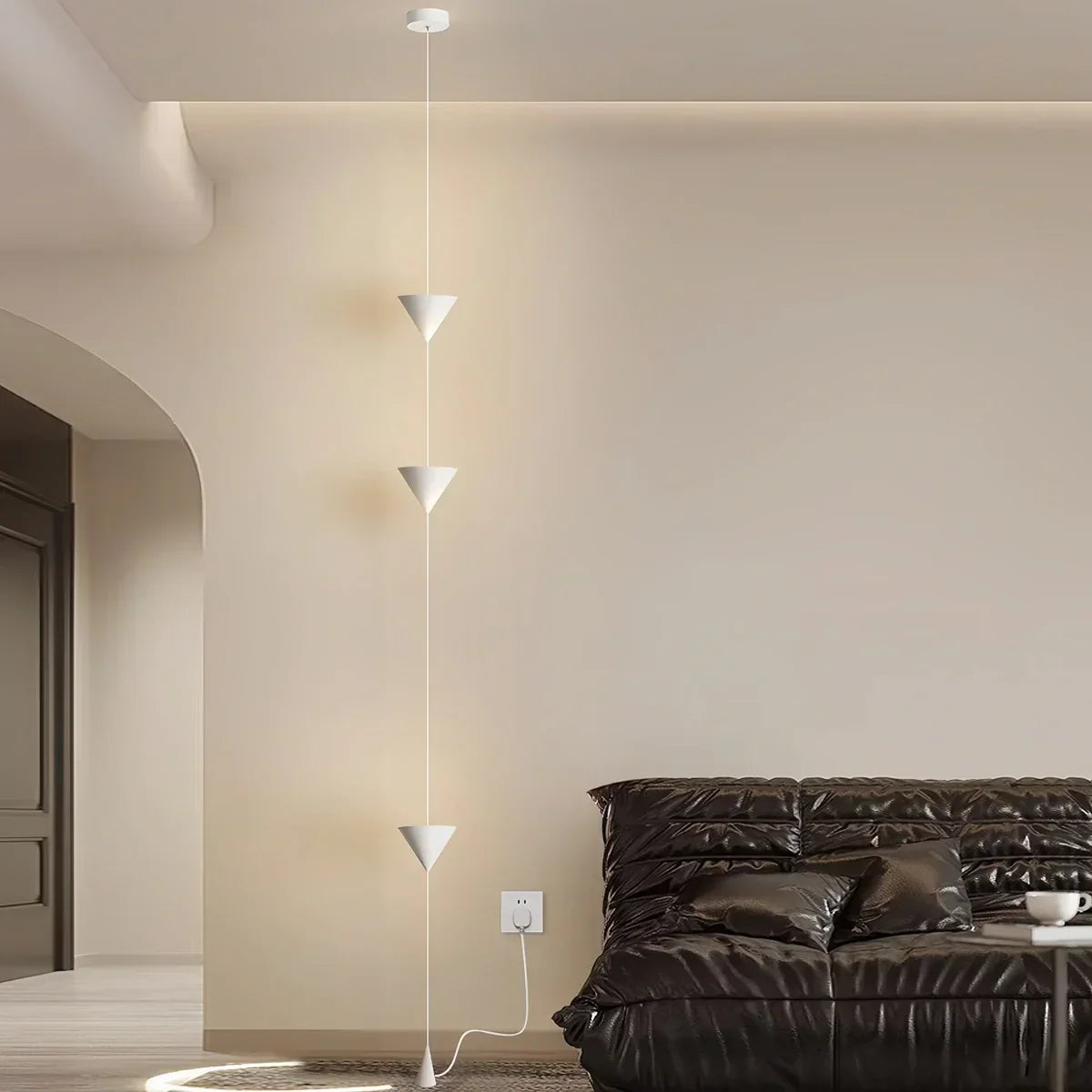 Lampadaire télescopique à LED chaude, hauteur réglable jusqu'à 3,5 mètres, colonne lumineuse verticale moderne et minimaliste pour chambre, salon, bureau à domicile, ambiance