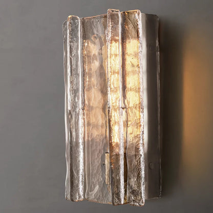 Textured Glass Wall Light Fixture Steel Frame Mid-Century Sconce for Living Room Bedroom Hallway Entryway