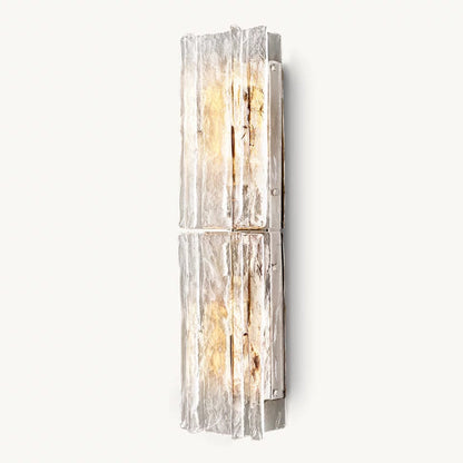 Textured Glass Wall Light Fixture Steel Frame Mid-Century Sconce for Living Room Bedroom Hallway Entryway
