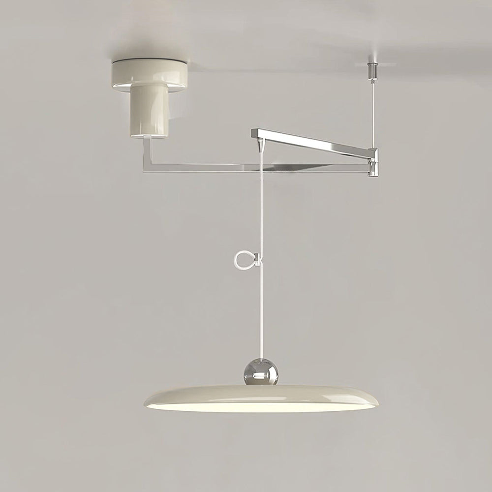 Adjustable Swing Arm Pendant Light with Round Metal Shade for Kitchen Island & Workspace