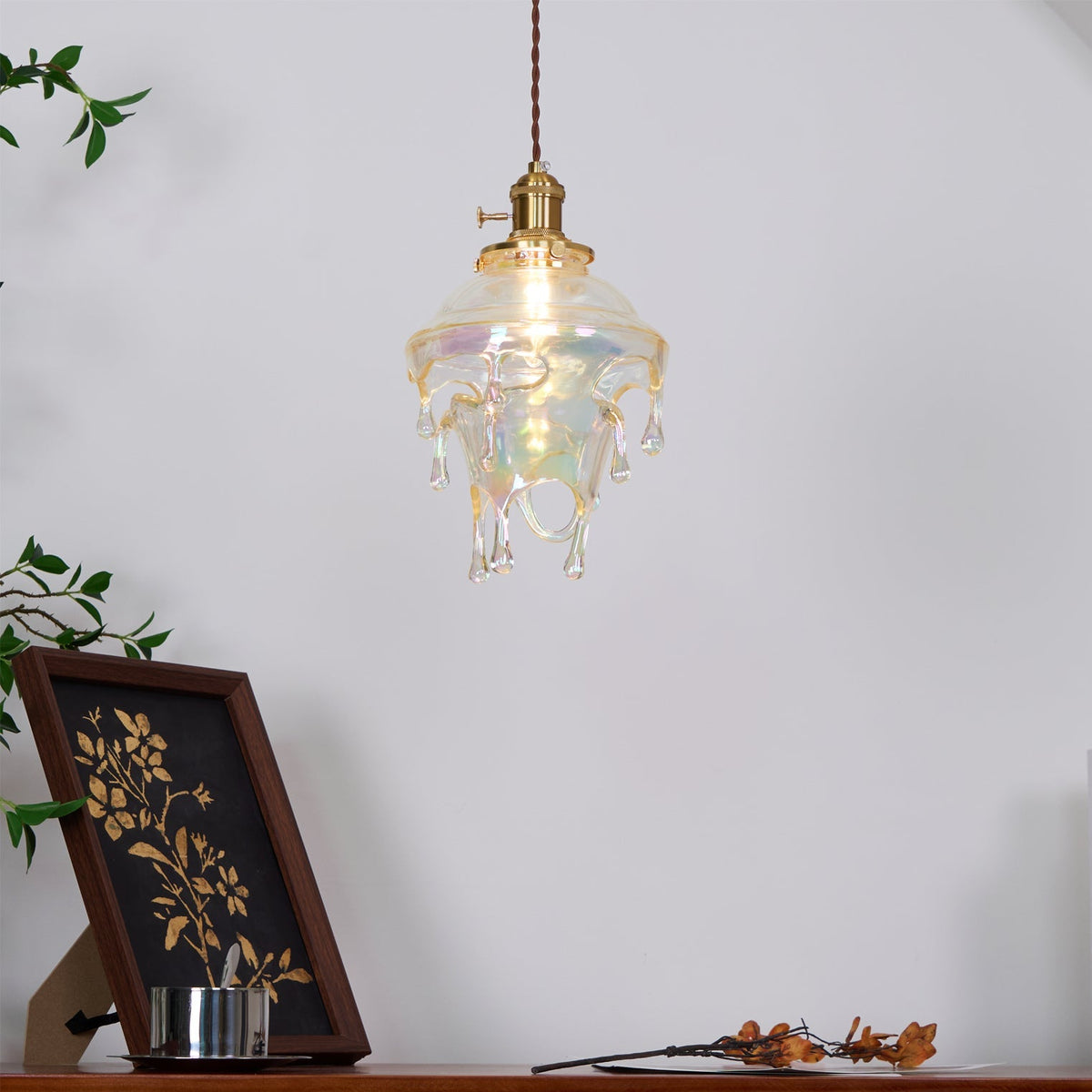 Resin Drip Hanging Lamp for Dining Room & Kitchen | Adjustable Cord Ceiling Fixture | LED or Edison Bulb Compatible | Modern Art Statement P