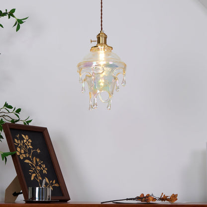 Resin Drip Hanging Lamp for Dining Room & Kitchen | Adjustable Cord Ceiling Fixture | LED or Edison Bulb Compatible | Modern Art Statement P