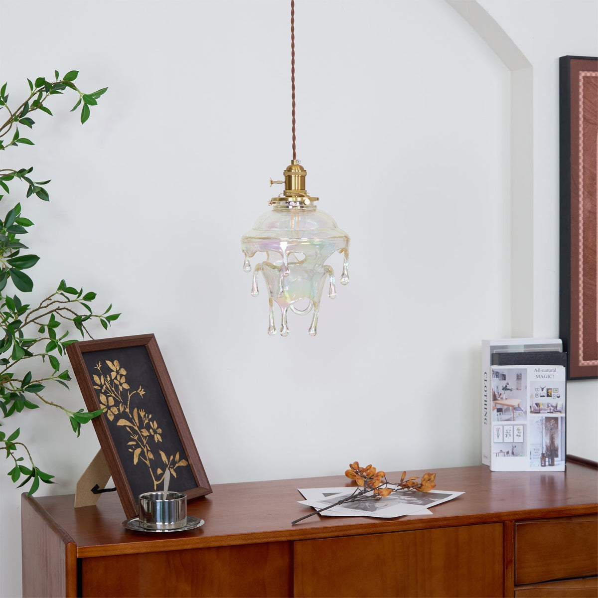 Resin Drip Hanging Lamp for Dining Room & Kitchen | Adjustable Cord Ceiling Fixture | LED or Edison Bulb Compatible | Modern Art Statement P