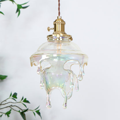 Resin Drip Hanging Lamp for Dining Room & Kitchen | Adjustable Cord Ceiling Fixture | LED or Edison Bulb Compatible | Modern Art Statement P