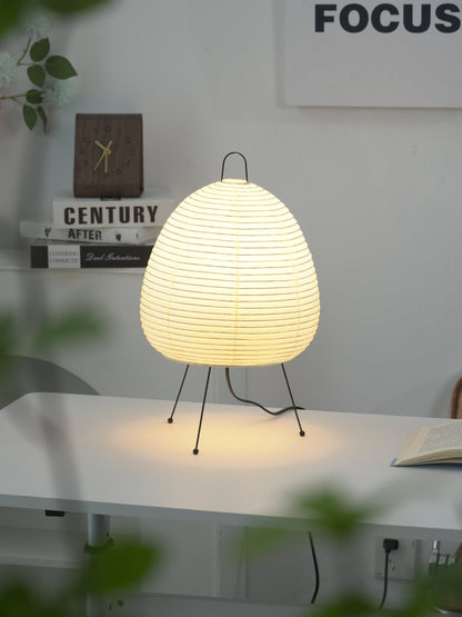 Handcrafted Paper Shade Accent Lamp 10 in Wide Warm Glow LED Bedside Nightlight for Bedroom Office Desktop Reading Nook Minimalist Japanese
